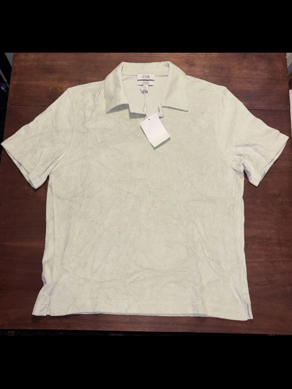 COS Men’s Mint Green Terry Short Sleeve Polo Large